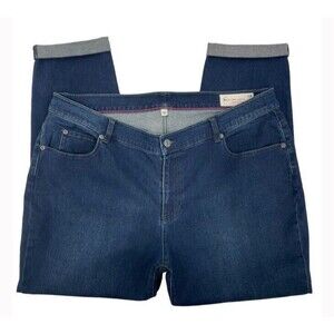 Vince Camuto Jeans Cuffed Stretchy Dark Wash Nautical Casual Coastal Retro 16W